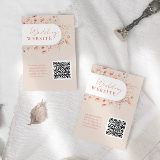 QR Code Boho Wildblume Wedding Website Begleitkarte
