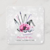 QR Code Bokeh Lash Technician, Eyelashes QR Code Quadratische Visitenkarte (Vorderseite)
