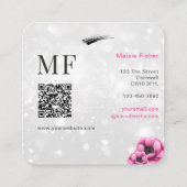 QR Code Bokeh Lash Technician, Eyelashes QR Code Quadratische Visitenkarte (Rückseite)