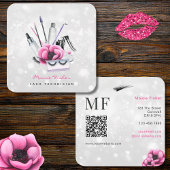 QR Code Bokeh Lash Technician, Eyelashes QR Code Quadratische Visitenkarte