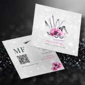 QR Code Bokeh Lash Technician, Eyelashes QR Code Quadratische Visitenkarte