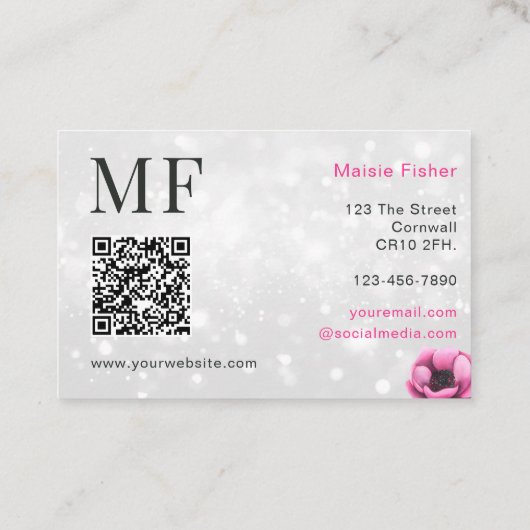 QR Code Bokeh Lash Technician, Eyelashes QR Code Visitenkarte (Rückseite)