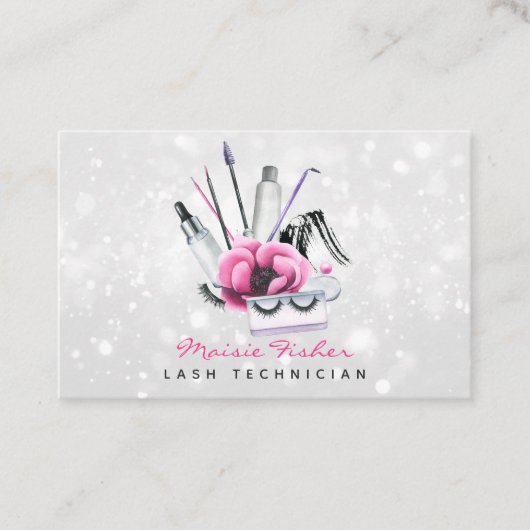 QR Code Bokeh Lash Technician, Eyelashes QR Code Visitenkarte (Vorderseite)