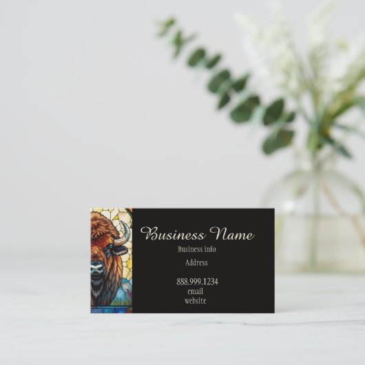 QR Code Bold Bison Buffalo Animal Nature Art Visitenkarte (Stehend Vorderseite)