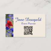 QR Code Bold Floral Botanical Greenery Visitenkarte (Rückseite)