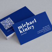 QR code bold modern minimalist professional blue Visitenkarte