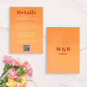 QR Code Bold Modern Orange Sunset Wedding Details Begleitkarte