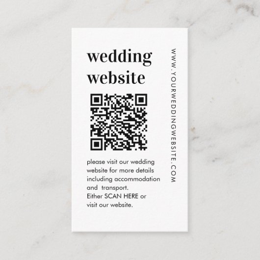 QR Code Bold Wedding Website Enclosure Card Begleitkarte (Vorderseite)