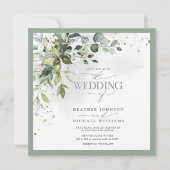 QR Code Botanische Grünpflanzen Wasserfarbe Einladung (Vorderseite)