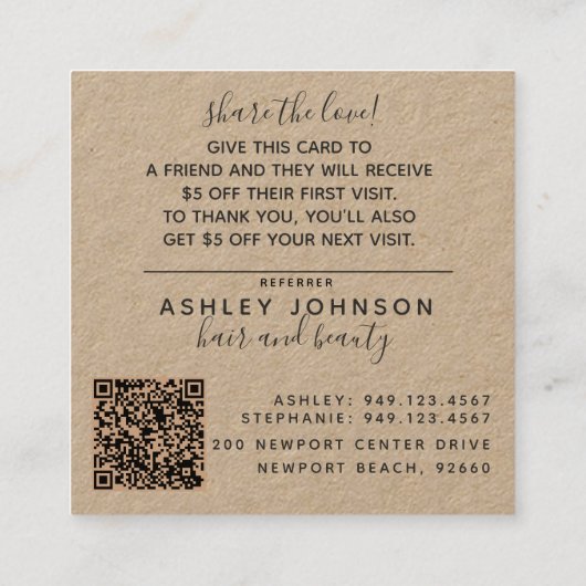 QR-Code Botanische Kraft- und Black-Referenzen-Kar Quadratische Visitenkarte (Rückseite)