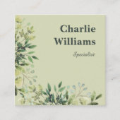 QR-Code botanische Rahmen-Blätter boho Quadratische Visitenkarte (Vorderseite)