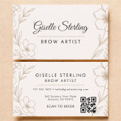 QR Code Botanischer Blush Brow Artist Floral Visitenkarte