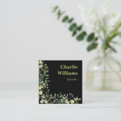 QR-Code botanischer Rahmen Blätter schwarz Quadratische Visitenkarte (Stehend Vorderseite)