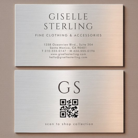 QR Code Boutique Clothing Metallic Luxury  Visitenkarte