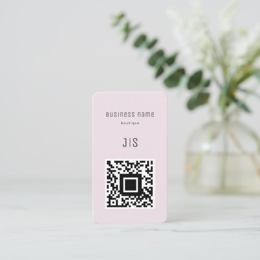 QR-Code-Boutique Elegantes Minimalistisches Monogr Visitenkarte (Stehend Vorderseite)
