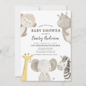 QR Code Boys Safari Animals Baby Shower Einladung (Vorderseite)