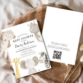 QR Code Boys Safari Animals Baby Shower Einladung