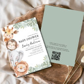 QR Code Boys Safari Animals Baby Shower Einladung