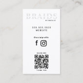 QR Code Braids Beauty Salon Braiding Frisör Visitenkarte (Rückseite)