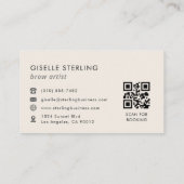 QR-Code-Brauen-Künstler Modern Minimalistisch Visitenkarte (Rückseite)