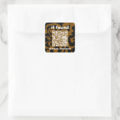 QR-Code braun groovy Fundbüro Quadratischer Aufkleber (Tasche)
