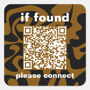 QR-Code braun groovy Fundbüro Quadratischer Aufkleber