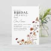 QR Code Brautparty Boho Wildblume Elegant Einladung (Stehend Vorderseite)