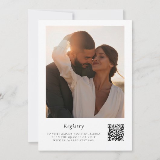 QR-Code-Brautparty für Minimalistisches Chic Flora Einladung (Rückseite)