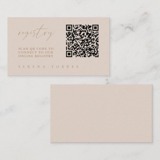 QR Code Brautparty Registry Modernes Begleitkarte (Vorne/Hinten)