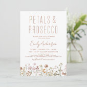 QR Code Brautparty Wildblume Petals & Prosecco Einladung (Stehend Vorderseite)
