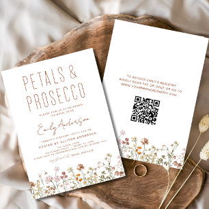 QR Code Brautparty Wildblume Petals & Prosecco Einladung