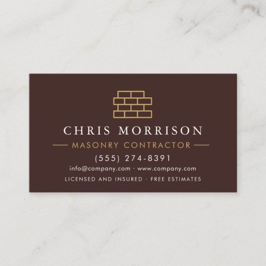 QR Code Bricklayer Brick Masonry Construction  Visitenkarte (Vorderseite)