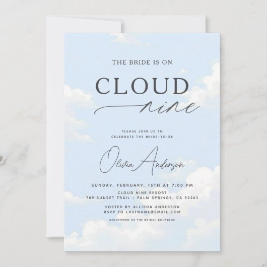 QR Code Bridge befindet sich auf Cloud Nine Brautp Einladung (Vorderseite)