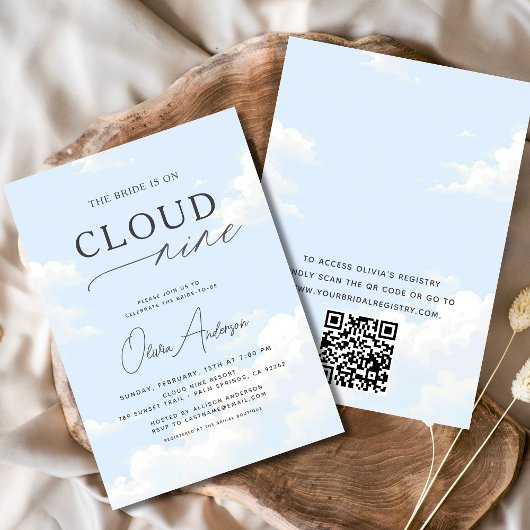 QR Code Bridge befindet sich auf Cloud Nine Brautp Einladung