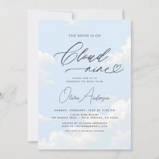 QR Code Bridge befindet sich auf Cloud Nine Brautp Einladung (Vorderseite)