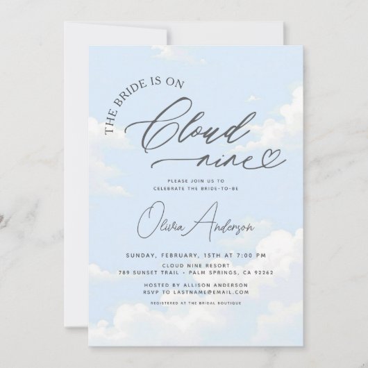 QR Code Bridge befindet sich auf Cloud Nine Brautp Einladung (Vorderseite)