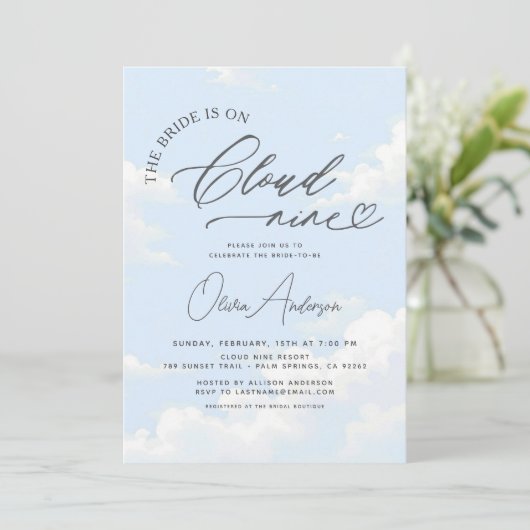 QR Code Bridge befindet sich auf Cloud Nine Brautp Einladung (Stehend Vorderseite)