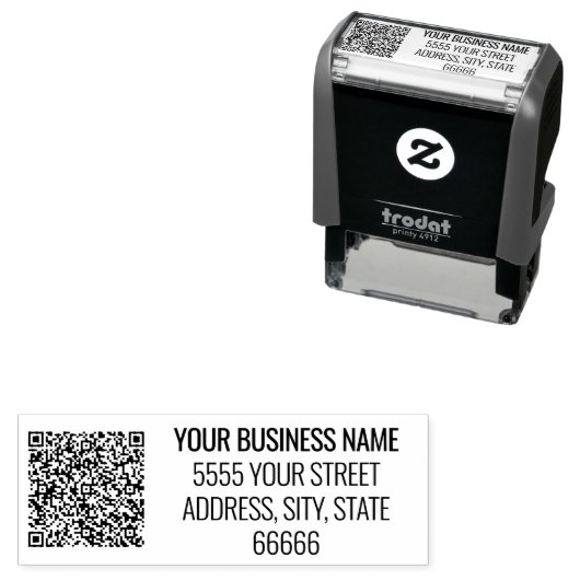 QR-Code Briefmarke Personalisierte Geschäftsadress Permastempel (Beispiel)