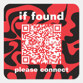 QR Code Bright Cherry Red lost found Quadratischer Aufkleber