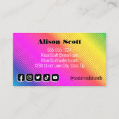 QR Code Bright Neon Modern Social Media Visitenkarte (Rückseite)