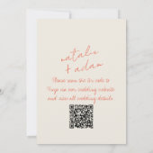 QR Code Bright Orange Retro Fun Whimsical Wedding Einladung (Rückseite)