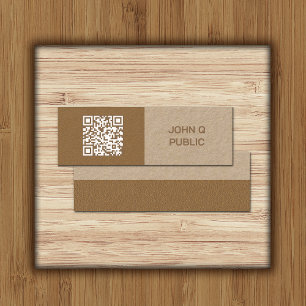 QR Code Brown Business Card Mini Visitenkarte