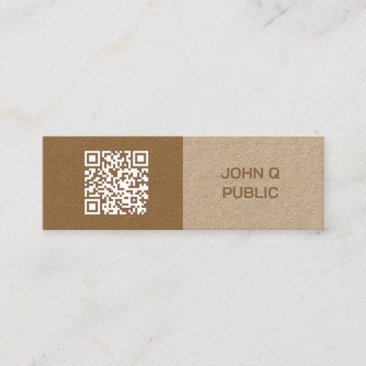 QR Code Brown Business Card Mini Visitenkarte (Vorderseite)