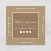 QR Code Brown Pastel Creative Quadratische Visitenkarte (Vorderseite)