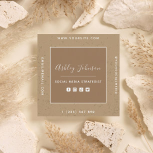 QR Code Brown Pastel Creative Quadratische Visitenkarte