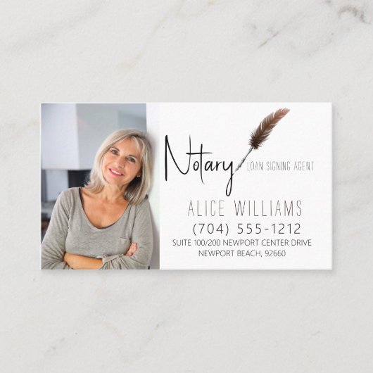 QR Code Brown & White Minimalistisch Notary Foto Visitenkarte (Vorderseite)