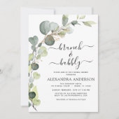 QR Code Brunch & Bubbly Brautparty Eukalyptus Einladung (Vorderseite)