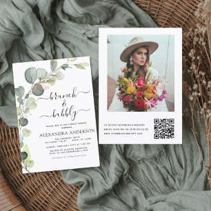QR Code Brunch & Bubbly Brautparty Eukalyptus Einladung