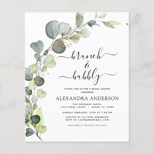 QR Code Brunch & Bubbly Bridal Shower Einladung (Vorderseite)