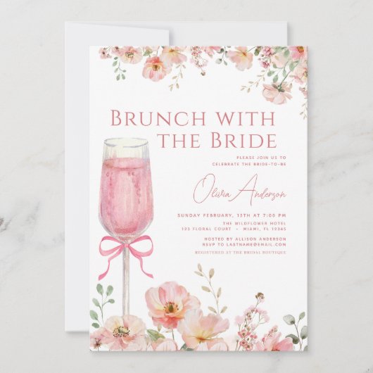 QR-Code-Brunch mit dem Bride Pink-Brautparty Einladung (Vorderseite)